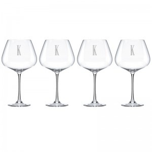 Lenox Charcoal Diamond Tuscany Monogram Burgundy 28 Oz. Red Wine Glass LNX10505